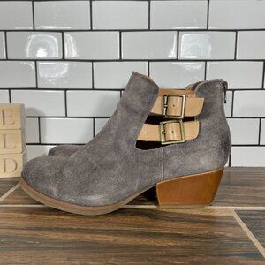 Korks Gabriella Womens Size 10 Shoes Gray Suede Buckle Zip Up Ankle Boots